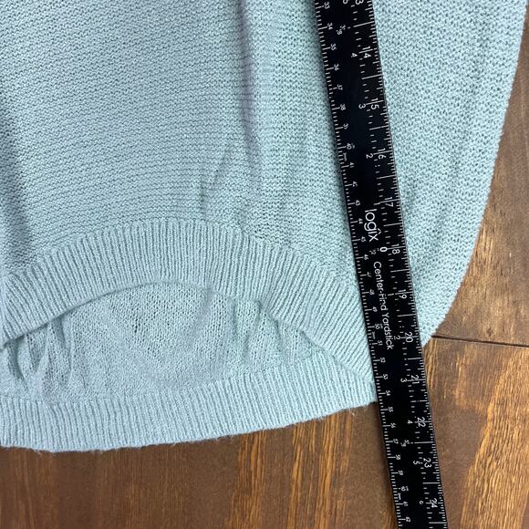 Express Womens Sweater Blue 3/4 Bell Cut Out Sleeve Knitted High Low XSmall - Picture 9 of 12